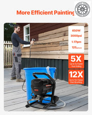 Charger l'image dans la visionneuse de galerie, SucceBuy Stand Airless Paint Sprayer, 650W High Efficiency Airless Sprayer, 3000PSI Electric Paint Sprayer Machine Extension Rod
