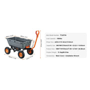 Charger l'image dans la visionneuse de galerie, Amocart Dump Cart Poly Garden Dump Cart Easy to Assemble Steel Frame Dump Wagon with 2-in-1 Convertible Handle Safe Transport
