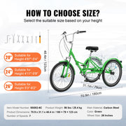 Bild in Galerie-Viewer laden, Amocart 20-26inch Folding Adult Tricycle 7 Speed Carbon Steel 3 Wheels with Basket Adjustable Seat Shopping Picnic For Seniors
