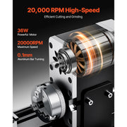 Bild in Galerie-Viewer laden, Amocart 2.76x5.12 in Mini Metal Lathe Machine 36W 20,000 RPM Speed + 3-jaw Chuck Aluminum Alloy for Processing Precision Parts
