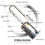 HOOLOO CT30Cu Distiller Small Home Brewing 220V/110V Moonshine Still Machine Rectification Brewing Equipment Whiskey Brandy Rum