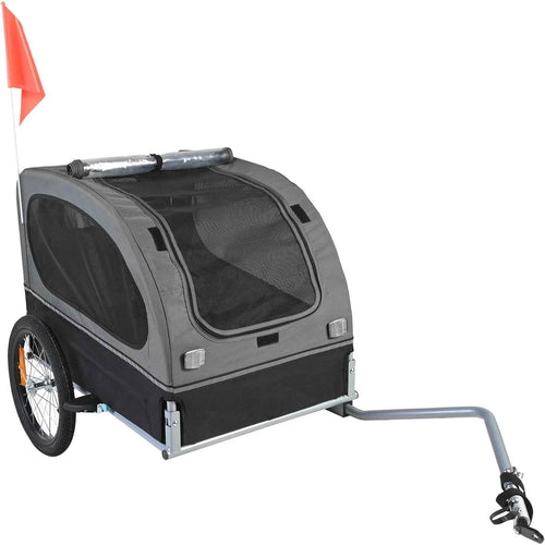 Amocart 88lbs Dog Bike Trailer Pet Cart Bicycle Carrier with Wheels Coupler Reflectors Flag Collapsible to Store for Dogs