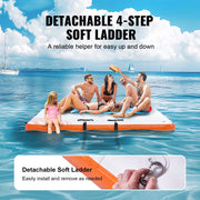 Charger l'image dans la visionneuse de galerie, SucceBuy Inflatable Floating Dock Non-Slip Water Floating Dock Mat with Detachable Ladder Floating Platform Island Raft for Pool

