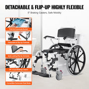 Charger l'image dans la visionneuse de galerie, Amocart Shower Wheelchair 17.5in Bathroom Wheelchair for Inside Shower Adjustable Rolling Shower Chair for Disabled Adult
