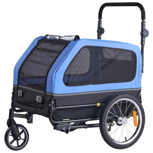 Amocart Dog Bike Trailer Supports up to 88 lbs 2-in-1 Pet Stroller Cart Bicycle Carrier for Dogs Easy Folding Frame with Wheel