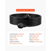Charger l'image dans la visionneuse de galerie, Amocart 30-Amp 7500Watts / 50-Amp 12500 Watts Generator Extension Cord 50 Foot 250 Volts Heavy Duty Power Cable, NEMA 6-50P to 6-50R SWT Flexible Welder Extension Cord with Storage Bag for Generators
