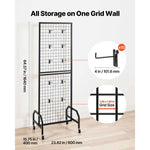 Amocart Grid Wall Panel Wire Grid Panels Display Rack Movable Art Display Shelf with Wheel Carbon Steel Gridwall for Craft Show