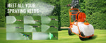 Amocart Battery Powered 15 Gal Garden Weed Sprayer with Wheeled Cart 126FT Hose with Reel 8 Nozzles 2 Wands with Lock for Crop