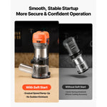 SucceBuy Wood Router 1HP 710W Variable Speed Palm Router Tool with Soft Start Fixed Base &1/4-Inch Collet for Woodworking Corded