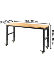 Load image into Gallery viewer, SucceBuy 2000 lbs Adjustable Garage Workbench 48/61" L x 20" W Work Table with 28.3"-38.1" Height &amp; Hardwood Top for Office Home
