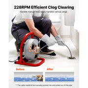 Bild in Galerie-Viewer laden, Amocart Drain Cleaner Machine 50 FT x 5/16 Inch Sewer Snake Auger with 228RPM Electric Drill Manual Feed for 2" to 4" Pipes
