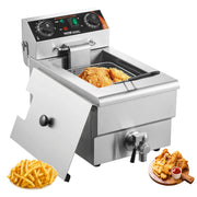 Charger l'image dans la visionneuse de galerie, Amocart Commercial Deep Fryer Electric Countertop Fryer with Basket Stainless Steel Single Oil Fryer with Time &amp; Temp Control

