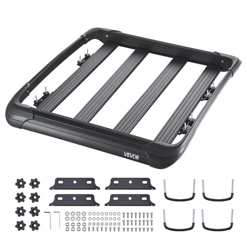 SucceBuy Roof Rack Cargo Carrier 48x40x5.6“ Universal Rooftop Cargo Basket Car Top Luggage Holder Anti-Rust Alloy Steel for SUV