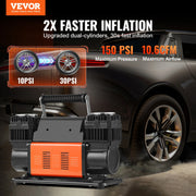 Charger l'image dans la visionneuse de galerie, Amocart Tire Inflator Compressor 6-10 CFM Heavy Duty Air Compressor Dual-Cylinder 150PSI Air Pump with Adapters for Trucks Car
