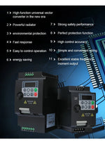 Economical VFD 0.75/1.5/2.2/4/5.5KW 220V/380V 3 Phase Output Variable Frequency Drive Converter Motor Speed Controller Inverter
