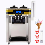 SucceBuy 22-30L/H Soft Ice Cream Maker Commercial Countertop Tricolor 2+1 Flavors Sweet Cones Freezing Equipment Vending Machine