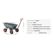 Charger l'image dans la visionneuse de galerie, Amocart Dump Cart Poly Garden Dump Cart Easy to Assemble Steel Frame Dump Wagon with 2-in-1 Convertible Handle Safe Transport
