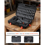 SucceBuy Mechanics Tool Set SAE and Metric Socket Set Wrenches Screwdriver Bits Accessories and Storage Case for Cars Repair