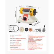 Charger l'image dans la visionneuse de galerie, Amocart Bench Buffer Polisher 1/2HP 0 to 8000RPM with 4"Cloth Wheel 3"Grinding Wheel 3"Fiber Wheel for Metal Jewelry Plastic

