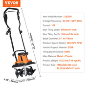 Bild in Galerie-Viewer laden, Amocart 12 Amp Electric Tiller 18" Tilling Width 3.94" Tilling Depth Corded Electric Tiller/Cultivator Steel Mn Tines Rototille
