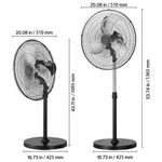 Amocart Industrial Pedestal Fan 16/18/24 Inch 75-Degree Oscillating Fan Height Adjustable Standing Fans with 3 Adjustable Speed
