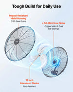 Amocart Wall Mount Fan 18/20 in Wall Mounted Hanging Fan with IP44-rated Protection 3-Speed Long Airflow Distance for Industry