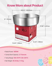 Load image into Gallery viewer, Amocart Electric Cotton Candy Machine 1000W Commercial Candy Floss Maker with Stainless Steel Bowl for  Birthday Family Party
