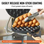 Non-Stick Stainless Steel Bubble Puff w/180° Rotatable 2 Pans & Wooden Handles Amocart Commercial Egg Bubble Waffle Maker 1400W