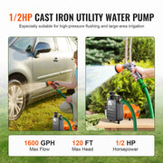 Bild in Galerie-Viewer laden, Amocart Cast Iron Water Transfer Pump 115V AC 1600GPH 1/2HP Portable for Garden, Rain Barrel, Pond, Hot Tub, Aquarium Draining

