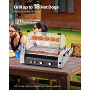 Bild in Galerie-Viewer laden, Amocart 5 7 11 Rollers Hot Dog Roller Stainless Steel Sausage Grill Cooker Commercial Hot Dog Machine with Dual Temp Control
