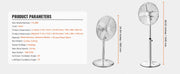 Charger l'image dans la visionneuse de galerie, Amocart Industrial Pedestal Fan 16/18/24 Inch 75-Degree Oscillating Fan Height Adjustable Standing Fans with 3 Adjustable Speed
