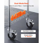 Amocart Kitchen Utility Cart 3 Tier Adjustable Wire Storage Rack with Wood Tabletop and Handle Bar 661 lbs Steel Work Table