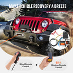SucceBuy 6000lbs Electric Winch Car Truck Winch with 1/4 in 55 ft Synthetic Rope Wireless/Wired for Towing SUV Jeep Trailer Boat