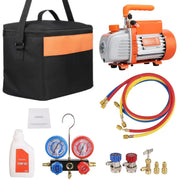 Charger l'image dans la visionneuse de galerie, Amocart 3.5CFM 4CFM Single Stage Rotary Vane HVAC Air AC Vacuum Pump &amp; A/C Refrigerant Kit Manifold Gauge Set Air Conditioning
