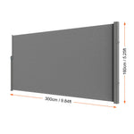 Amocart Retractable Side Awning Outdoor Privacy Polyester Water-proof Retractable Patio Screen UV 30+ Room Divider Wind Screen