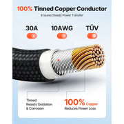 Charger l'image dans la visionneuse de galerie, Amocart 30FT/50FT/100FT Solar Panel Extension Cable with Flame Retardant Protective Sleeving Female and Male Connectors for RV

