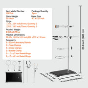 Load image into Gallery viewer, SucceBuy Lab Stand Support Laboratory Retort 2 Sets Steel Lab Stand 23.6" Rod Includes Flask Clamps Burette Clamps&amp;Cross Clamps
