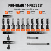 Charger l'image dans la visionneuse de galerie, Amocart 360 Degree Swivel Impact Socket Set 3/8" Socket Set Deep Universal Metric 10-19mm 6 Point Cr-Mo Alloy Steel for Repair
