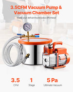 SucceBuy 1.5 / 3 / 5 Gallon Vacuum Chamber & 3.5CFM Single Stage Pump Kit with 4.92ft Hose for Degassing Resin Silicone Epoxies