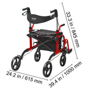 Charger l'image dans la visionneuse de galerie, Amocart 2 in 1 Rollator Walker &amp; Transport Chair for Seniors Folding Rolling Walker Wheelchair Combo &amp; Aluminum Mobility Walker
