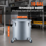 Charger l'image dans la visionneuse de galerie, Amocart 10 Gal Fryer Grease Bucket Oil Disposal Caddy with Caster Base Carbon Steel Rust-Proof Coating Oil Transport Container
