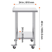 Bild in Galerie-Viewer laden, Amocart Stainless Steel Work Table Commercial Food Prep Worktable with Casters Heavy Duty Prep Worktable for Restaurant Home
