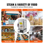 Bild in Galerie-Viewer laden, SucceBuy Commercial Food Warmer Display Food Steamer Bun Warmer Machine Temperature Control Stainless Steel Steamed Buns Warmer
