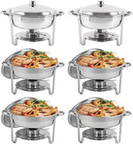 Amocart 4 Pack Chafing Dish Buffet Set Stainless Steel Chafer w/4 Full Size Pan Round Catering Warmer Server for Party Banquets