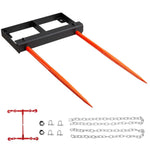 Amocart 49" Hay Spear Bale Spears 3000lbs Loading Capacity Skid Steer Loader Tractor Bucket Attachment with Stabilizer Spears