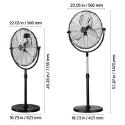 Charger l'image dans la visionneuse de galerie, Amocart Industrial Pedestal Fan 16/18/24 Inch 75-Degree Oscillating Fan Height Adjustable Standing Fans with 3 Adjustable Speed
