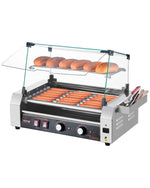 Amocart 5 7 11 Rollers Hot Dog Roller Stainless Steel Sausage Grill Cooker Commercial Hot Dog Machine with Dual Temp Control