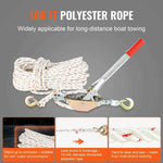 Amocart Rope Puller 3/4 T 1653lbs Pulling Capacity with 100' 0.6" diameter Rope 2 Hook Come Along Winch Heavy Duty Puller Tool