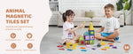 Amocart 56PCS Magnetic Tiles Magnet Building Blocks with 4 Dinosaurs Construction Stacking Stem Educational Toys for Kids
