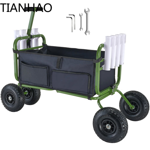 Amocart 300lbs Beach Fishing Cart Fish Marine Foldable Cart with 4 11